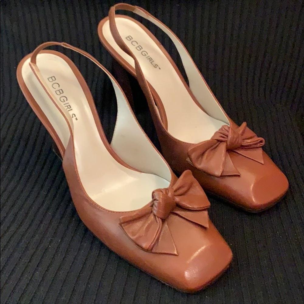 BCBGirls Brown Sling Back Chunky Pumps 6.5